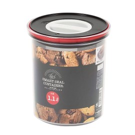 Pearl Metal HB-4493 Storage Container, Black x Red, 0.4 gal (1.1 L), Smart Seal, Round Container