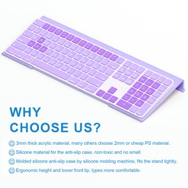 WINFFOR Comfortable Computer Keyboard Stand - Ergonomic Keyboard Riser Acrylic Tilted Keyboard Holder for Easy Typing&Working at Home Office - Fits All Keyboard Sizes - 17'' Wide (Purple)