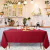 Biscaynebay Textured Fabric Christmas Rectangle Table Cloth 52x70 Inches, Red