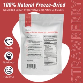MATINÉE Freeze Dried Strawberries, Whole Dried Strawberries, Dehydrated Fruit, Dried Fruit Snack for Baking, Yogurt & Kids Treats-Vegan, Non-GMO, Preservative Free, 1.13oz, 32g (Pack of 4 Bag)