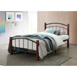 Hodedah Metal Full, Mahogany Platform, Complete Bed