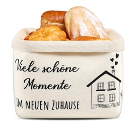 HERKINDNESS Bread Basket, Canvas Material Bread Basket, Modern, Beige Bread Basket Fabric, Large Volume Bread Basket, Housewarming Gift, Ideal for Kitchen and Outdoor Picnic