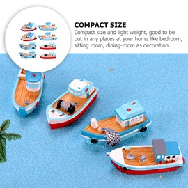 Toyvian 8pcs Mediterranean Fishing Boat Mini Boat Ornament Nautical Boat Model Interior Decoration Resin Boat Model Ocean Theme Ornament Miniature Fishing Boat Model Miniature Boat Decor