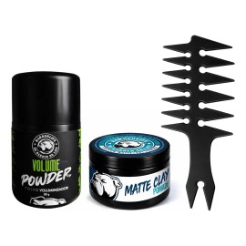 Kit Cera Mate Polvo Voluminizador Peine Textura