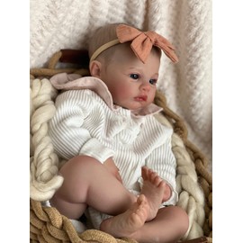 RXDOLL Realistic Reborn Baby Dolls Girl Weighted Soft Body 19 Inch Silicone Vinyl Newborn Baby Dolls Eyes Open Look Real Life Baby Girl for Age 3+