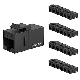 iwillink RJ45 Cat6 Acoplador Keystone, paquete de 25 unidades, conector Cat6 hembra a hembra, inserto acoplador Keystone UTP, acoplador Ethernet, Negro