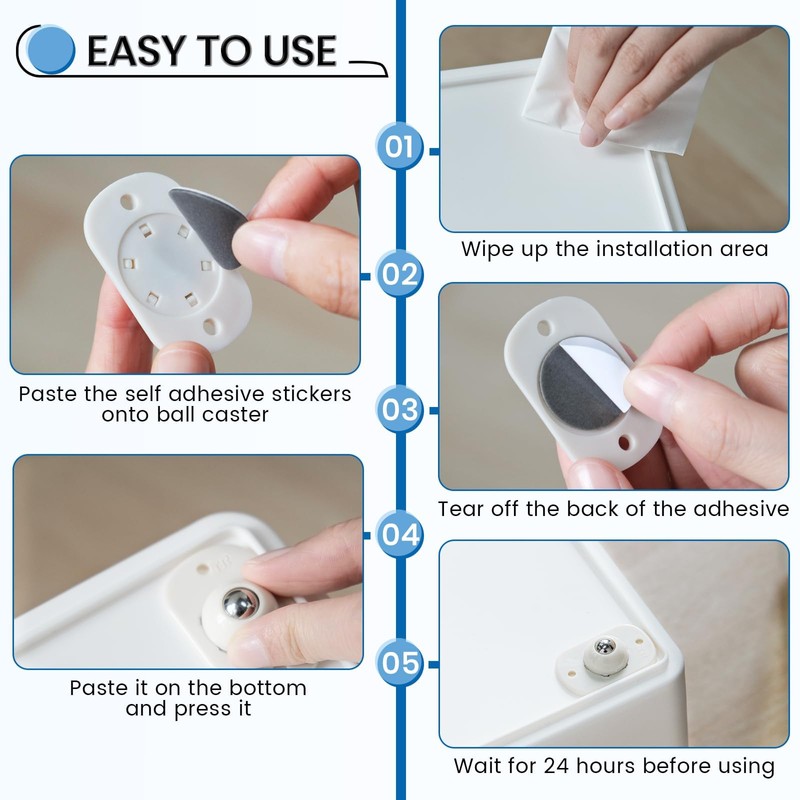 TRVL FIELDER Self Adhesive Caster Wheels, Appliance Rollers for Kitchen