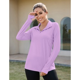 LUYAA Womens Workout Tops Long Sleeve Running Hiking Athletic Gym Shirts UPF50+ UV Rash Guard Sun Protection Purple