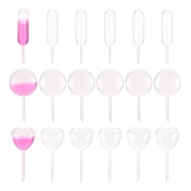 PATIKIL Cupcakes Pipettes,200 Pcs 4ml Disposable Plastic Dessert Pipettes Strawberry Pipettes Squeeze Transfer Pipettes Droppers for Cupcakes Mini Cakes Desserts, Clear,Dropper/Round/Heart