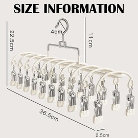 20 Clips Space-Saving Multi-Pants Hangers, Closet Organizers and Storage, Metal Legging Organizer for Jeans Skirt Home Essentials (Beige)