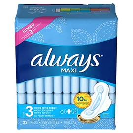 Always Maxi Extra Long Super Size 3 with Flexi-Wings, 33 Pads (Pack of 2)