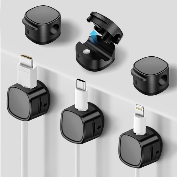 Azlanway Kabelhalter Schreibtisch, 6 Stück Kabelorganizer Kabelclips mit Starkem Kleber,