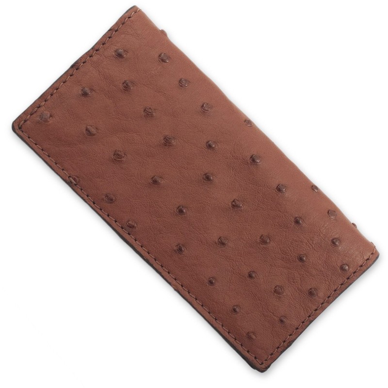 Brown Ostrich Skin Rodeo Checkbook Wallet