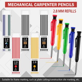 MotiMind 22 Pack Mechanical Carpenter Pencil Set with 78 Pencil Refills and Sharpener, Mechanical Pencils, Deep Hole Long-nib Marker Pens for Architect Heavy Duty Construction Pencils for Woodworking
