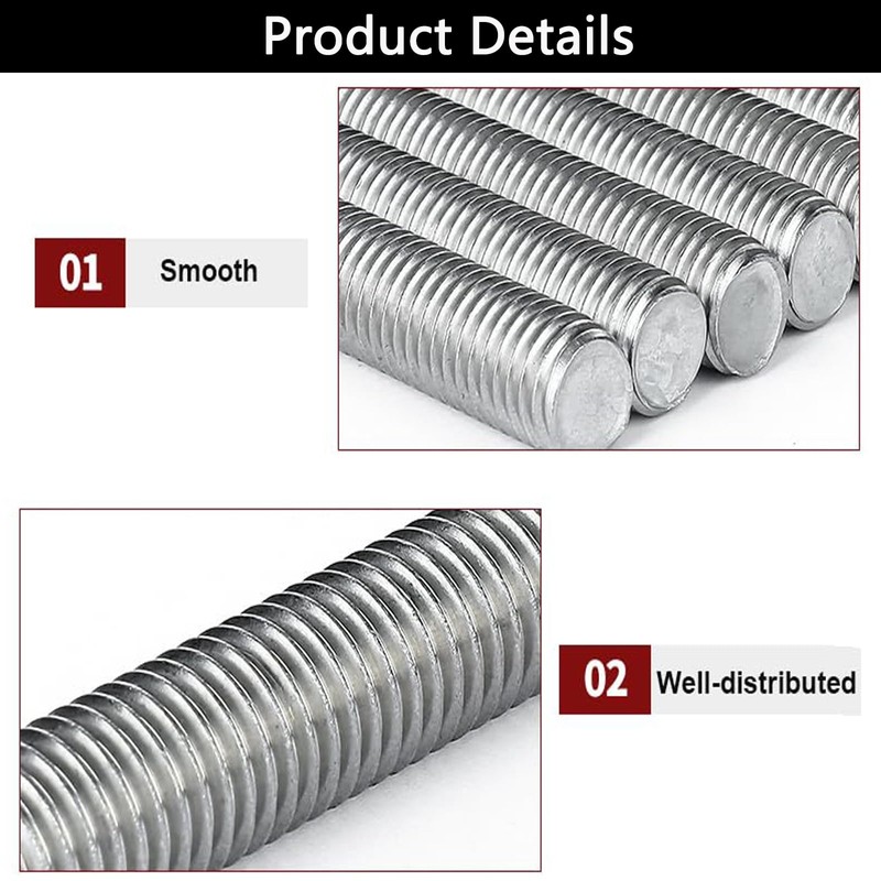 TA-VIGOR 10Pcs M5 x 70mm Fully Threaded Rod, 304 Stainless