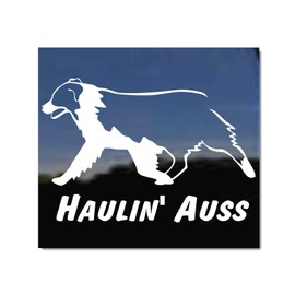 Haulin' Auss | NickerStickers® Australian Shepherd Aussie Vinyl Window Auto Decal Sticker