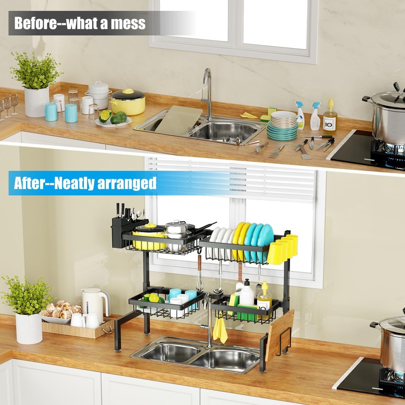 SNSLXH [2-Tier 4 Baskets Over The Sink Dish Drying Rack,