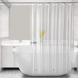 Tonnali Clear Shower Curtain Liner 76 inches Long with 6 Magnets, PEVA Lightweight Plastic Waterproof Extra Long Shower Liner 72x76 Inch Length for Bathroom