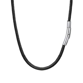 Bandmax Necklace, Black, Men's, Women's, Stainless Steel, Metal Fittings, 0.1 inch (3 mm), Casual, Waterproof, Durable, 15.7 - 23.6 inches (40 - 60 cm), Unisex Accessory, String