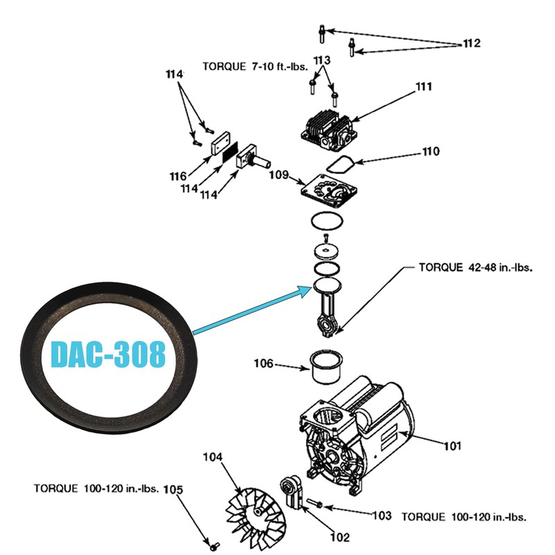 DAC-308 CAC-248-2 Piston Ring Compatible with Craftsman Air Compressor K-0650