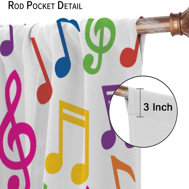 Music Curtains,Colorful Music Equalizer Note Pattern Polyester Fabric Window Treatments