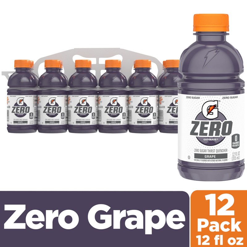 Gatorade Thirst Quencher Zero Sugar Sports Drink, Grape, 12oz Bottles,