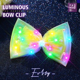 Evlry LED Hair Bows Clips Luminous Butterfly Headband Bows Hair Accessories for Women (Yellow)