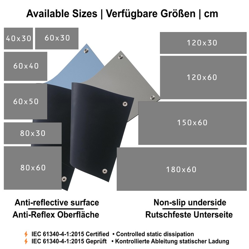 Minadax ESD Computer Table Mat 40 x 30 cm Antistatic