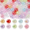 Stiesy 100Pcs Mixed Colour Acrylic Crackle Beads Round Spacer Loose