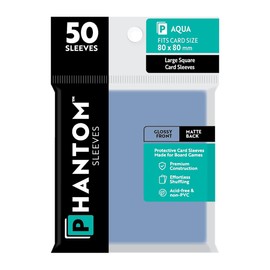 Phantom Sleeves: Aqua Size 80 x 80mm: Glossy Front/Matte Back - 50 Pack - Transparent Protective Card Sleeves for Board Games & Trading Cards