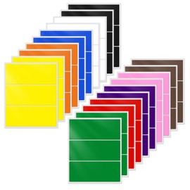YIKIADA 10 Assorted Colors Rectangle Labels 4 × 2 Inches Self-Adhesive Colored Rectangular Color Coding Stickers Waterproof Small Name Tag for Office Inventory 60 Pieces