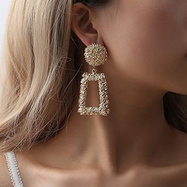 RELOVET Boho Geometric Dangle Earrings Trapezoid Shape Gold for Women Gift