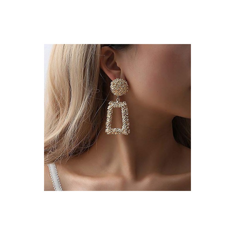 RELOVET Boho Geometric Dangle Earrings Trapezoid Shape Gold for Women