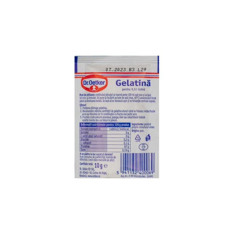 Dr. Oetker Finely Grated Clear Gelatine 10g [Pack of 5]