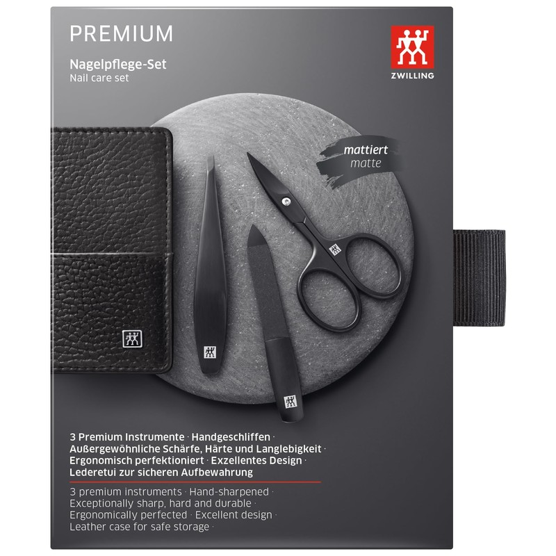 ZWILLING Premium Black Edition Manicure Set 3 Piece Genuine Leather