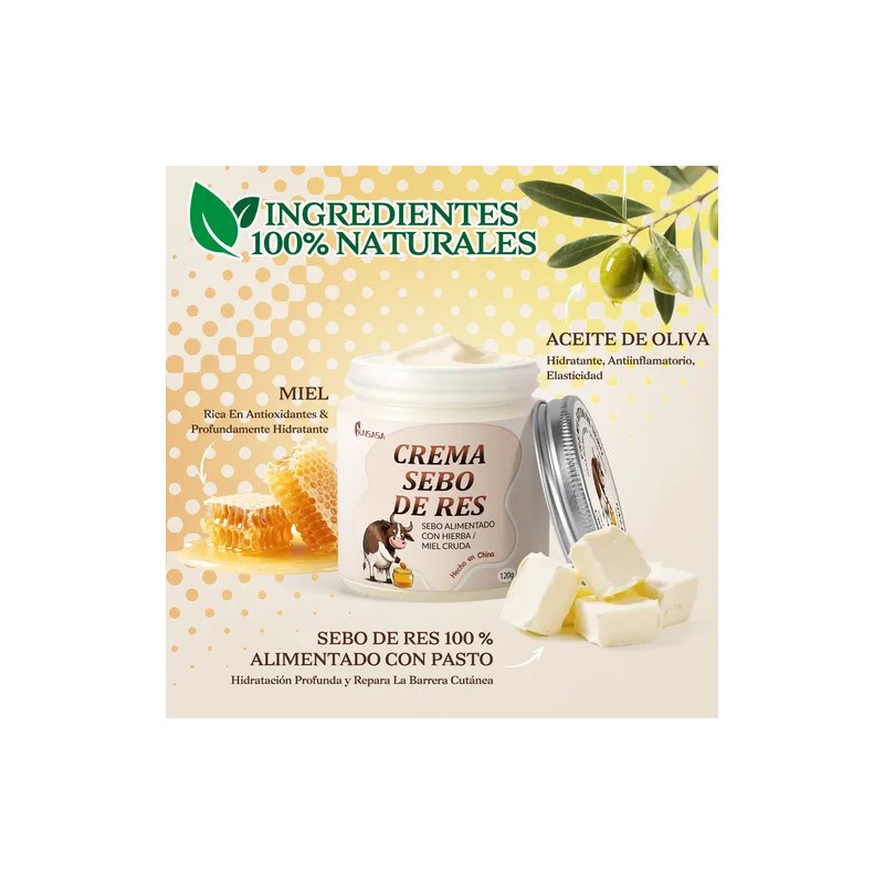 Kaisasa Crema De Sebo De Res Miel Cuidado Corporal 120g