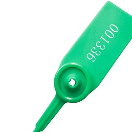 Plastic Numbered Security Seal Pull Tight Padlock Safety Tag Tamper Proof Tie Disposable Self-Locking Seals 11” Length,100pcs (Green)