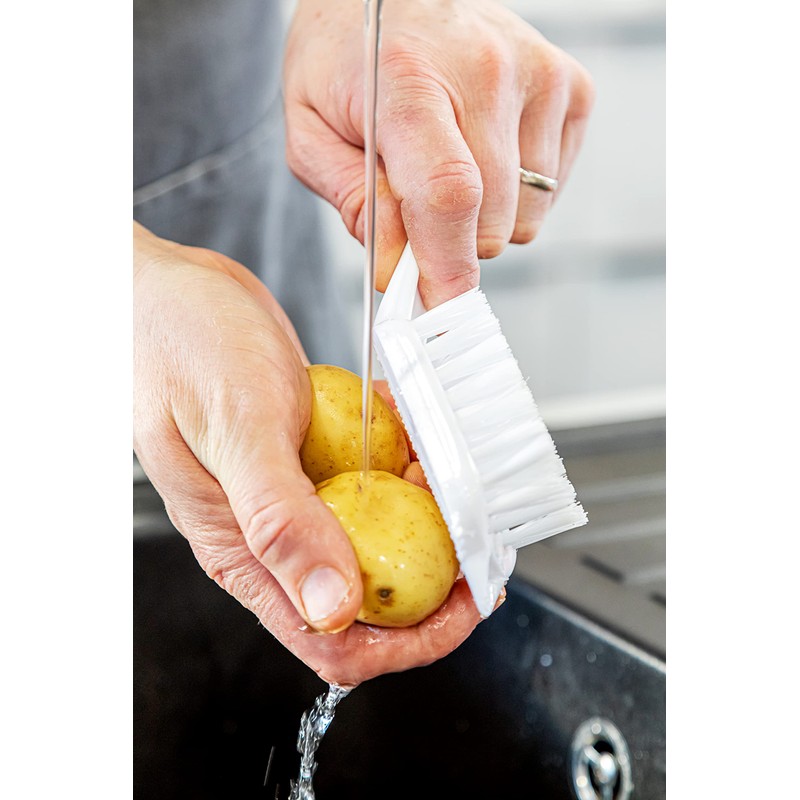 KitchenCraft Vegetable Brush, Plastic Vegetable Scrubber, Durable Bristles and Hook,