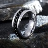 King Will Intertwine 8mm Spinner Ring Silver & Black Edge