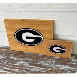 Bianca's Boutique 2pc Georgia Bulldogs Cutting Board Resin Wood Charcuterie Cheese Gift Kitchen