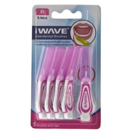 iWave Interdental Brushes Fine Size 0.4mm Pink Pack of 5 – Interdental Cleaning Brushes for Total Teeth Cleaning Plaque Removal Tool