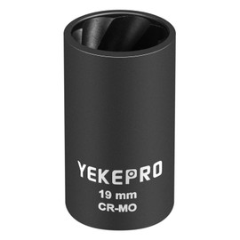 19mm 1/2" Drive Lug Nut Remover for Damaged, Rusted, Nuts & Screws, Twist Socket, 1 Piece