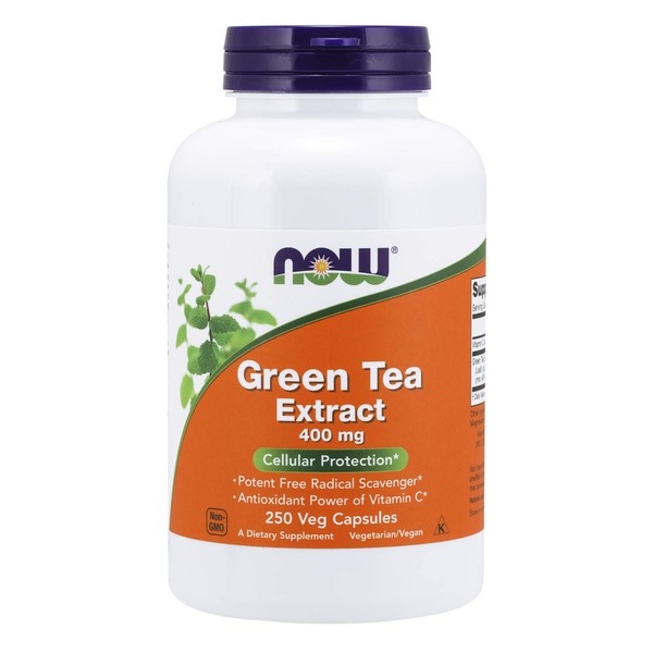 NOW Supplements, Green Tea Extract 400 mg with Vitamin C, Cellular Protection*, 250 Veg Capsules