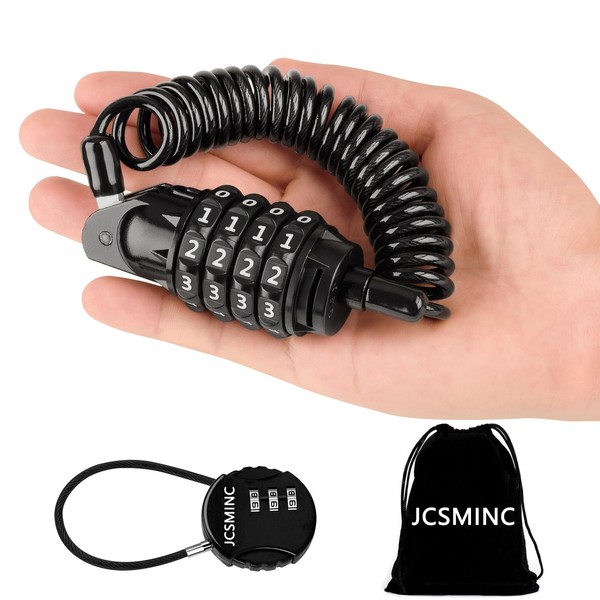 Jiaxitek Motorcycle Helmet Lock, Portable Combination Security Lock 150cm Cable