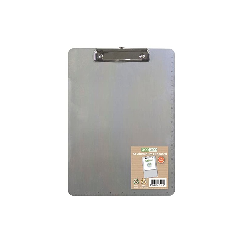 eco-eco A4 Aluminum Clipboard with Low Profile Metal Clip and