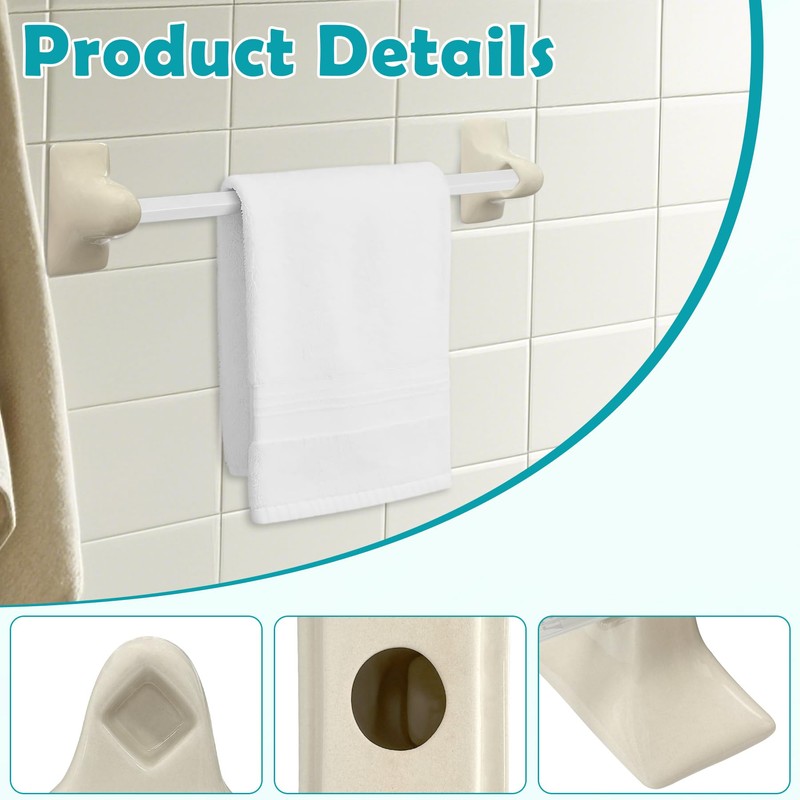 2 Pack Porcelain Towel Bar Rod Rack Post Holder Bracket