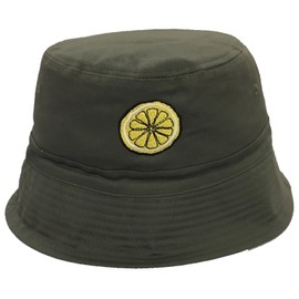 UKPrintwear Lemon (Roses) Embroidered Bucket Hat 'The Reni' Olive L/XL