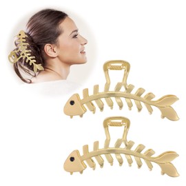 2PCS Fish Bone Hair Clips Metal Hair Claw Clips for Thick Hair Thin Hair Clamp Grab Fish Bone Shape Hair Grip Nonslip Hair Accessories Hair Styling Hairpins for Hair Women