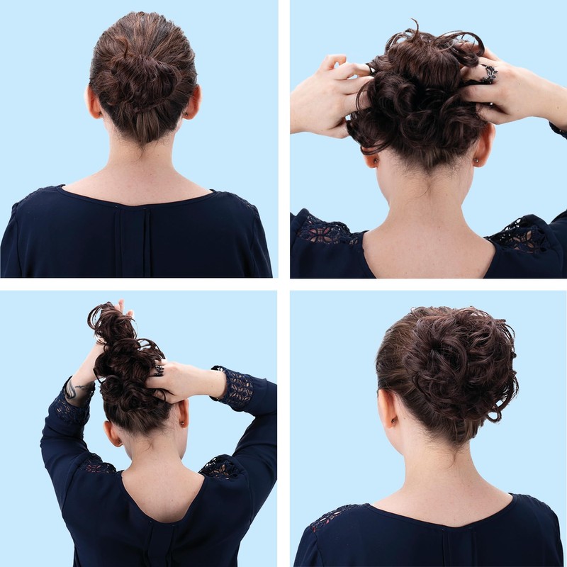 CAISHA Large Hairpiece Scrunchy Instant Updo Curly Messy Bun Red