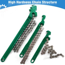 LipLopBest 3 Pcs Heavy Duty Chain Wrench, 9 Inch 12 Inch 16 Inch Adjustable Oil Filter Chain Wrench Fits 1.5 Inch to 8 Inch Diameter for Pipe Car Repair